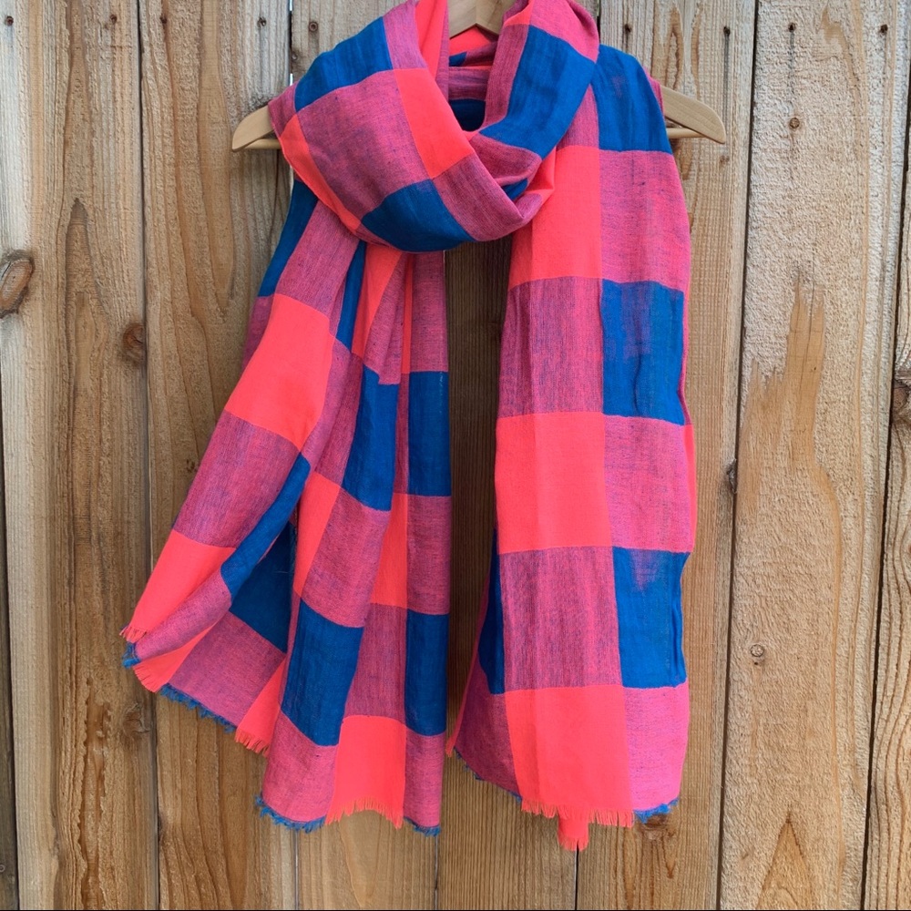MARC By Marc Jacobs Stacey Gingham Scarf Blue/Pink - Picture 9 of 15